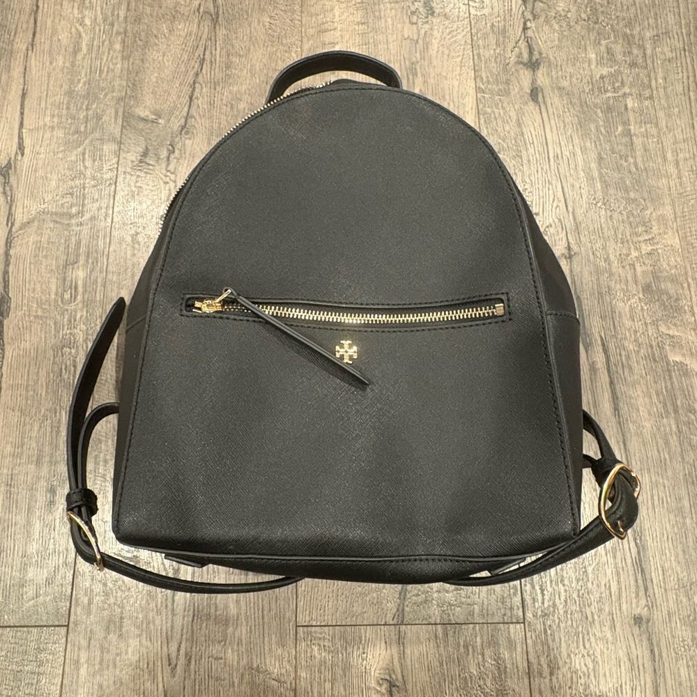 Tory Burch Emerson Black Leather Backpack - Picture 9 of 11
